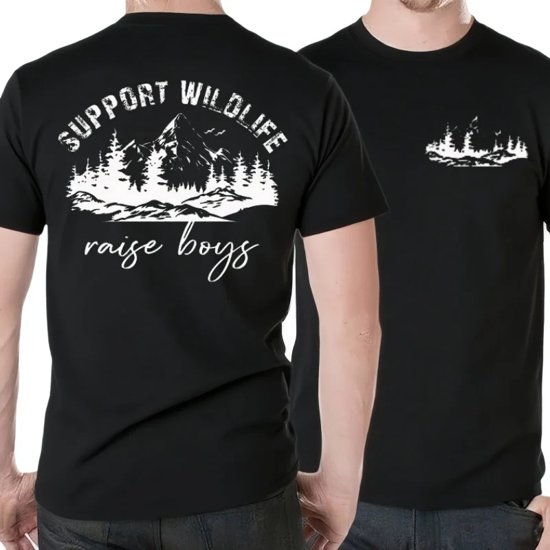 Camiseta de verano con estampado de apoyo a la vida salvaje para niños, ropa informal holgada de manga fino corto para
