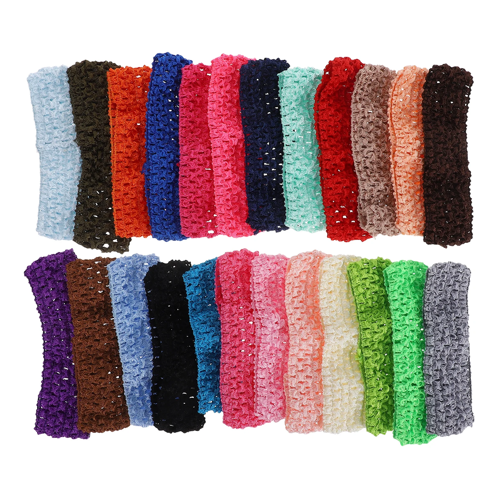 

24 Pcs Hairbands 12-20 Inch Crochet Elastic Polyester Girls Toddler Baby Hairband Baby Elastic Headbands Infant