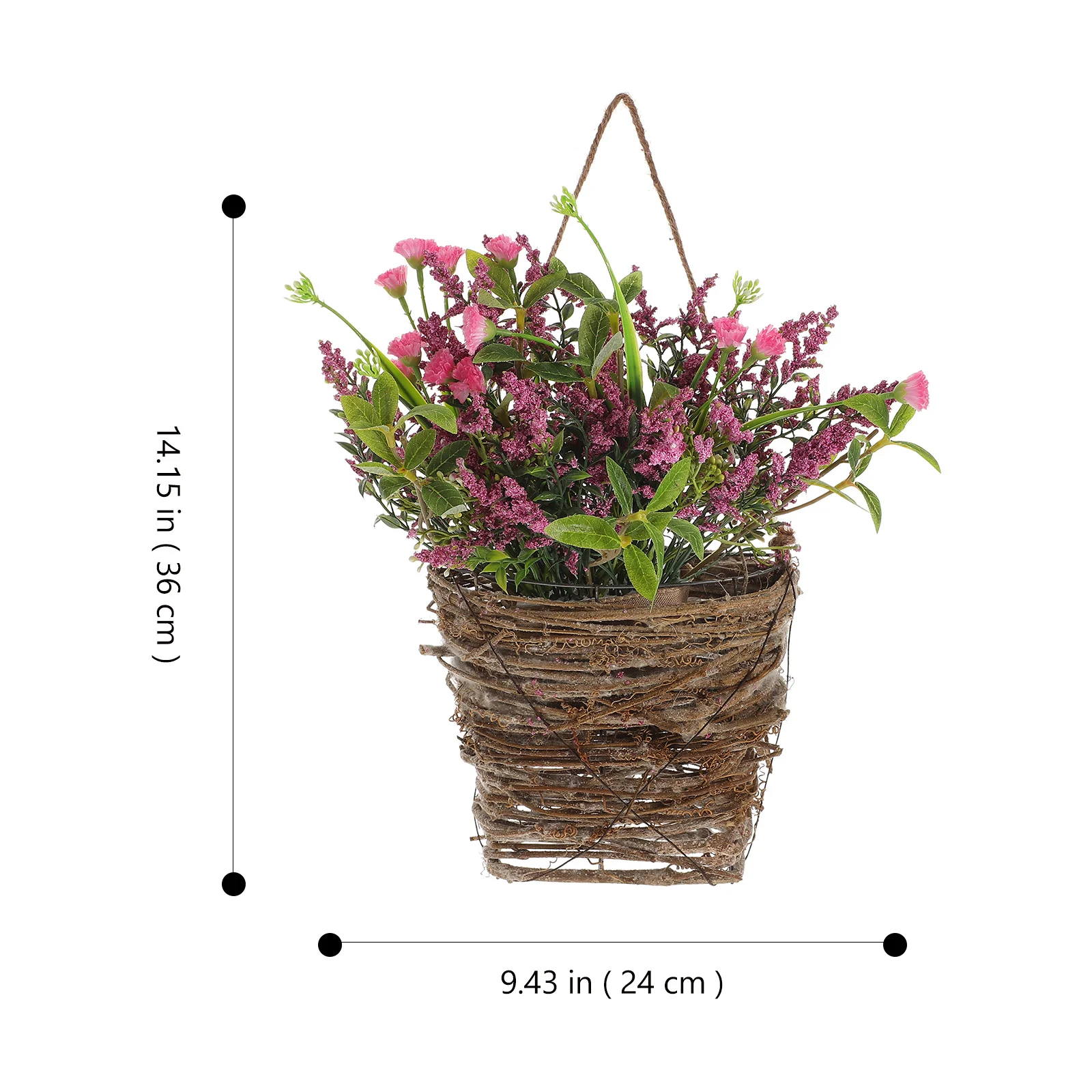 

Natural Looking Artificial Flowers Rattan Basket Front Door Hanging Flower Basket Wedding Home Decor Spring Fake Plants Festive