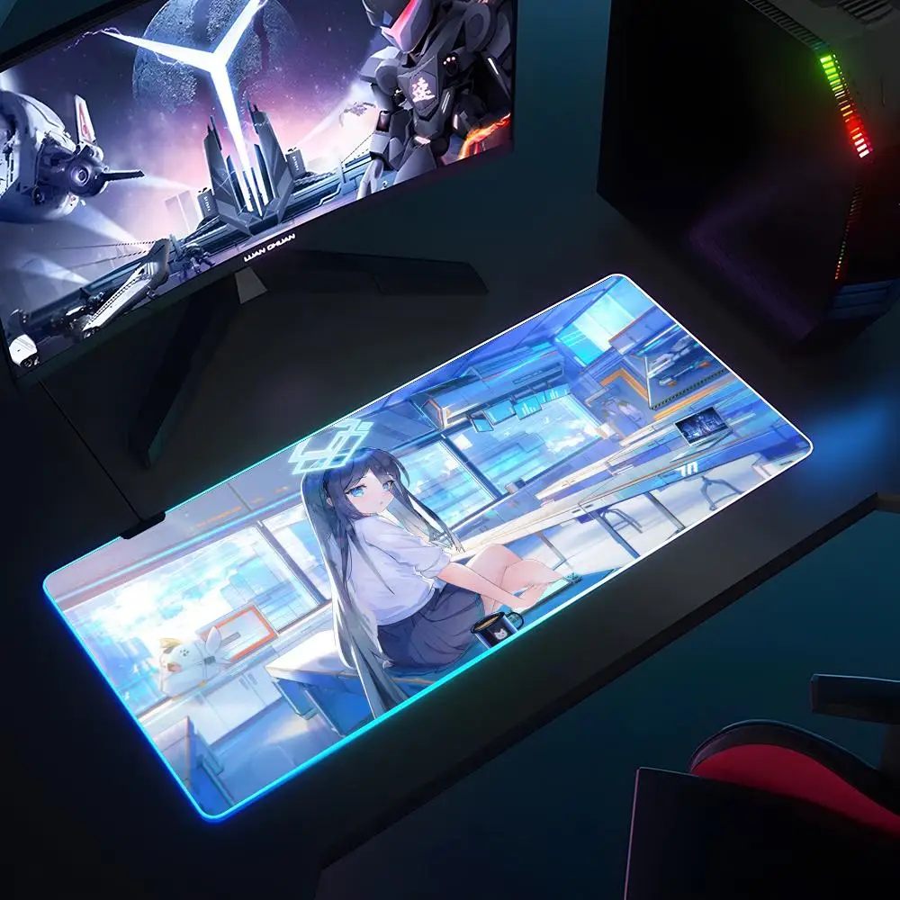 Games Blue Archive Mouse Pad RGB Luminous 700X400mm Large Table Pad Encrypted Anti Skid Super Large Mouse Pad