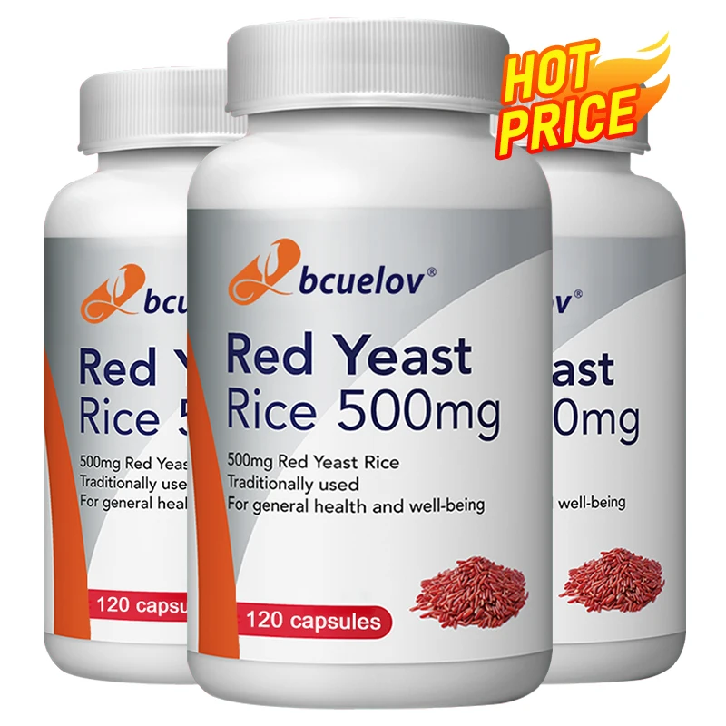 Roter Hefereis 500 mg – Cholesterinsupplement, unterstützt die Gesamtgesundheit, fördert die Gesundheit von Herz und Immun, Antioxidans