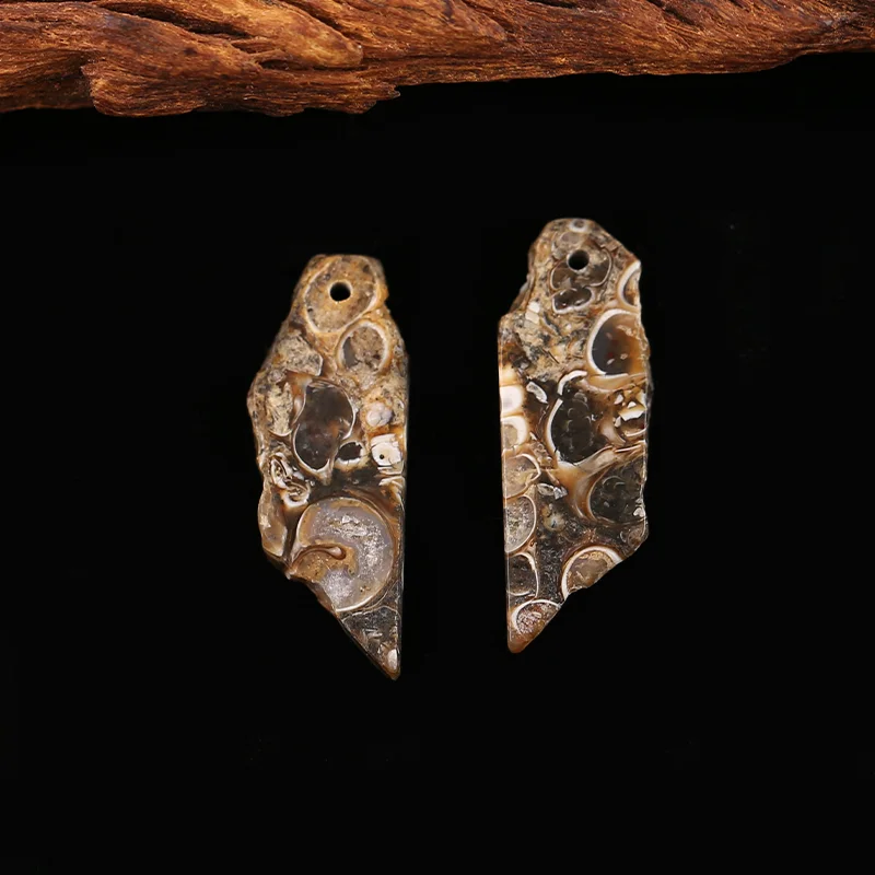 Natural Stone Nugget Snail Stone Gemstone Earrings DIY Jewelry Making Women Earring Bead Accessories 37x16x3mm 6g