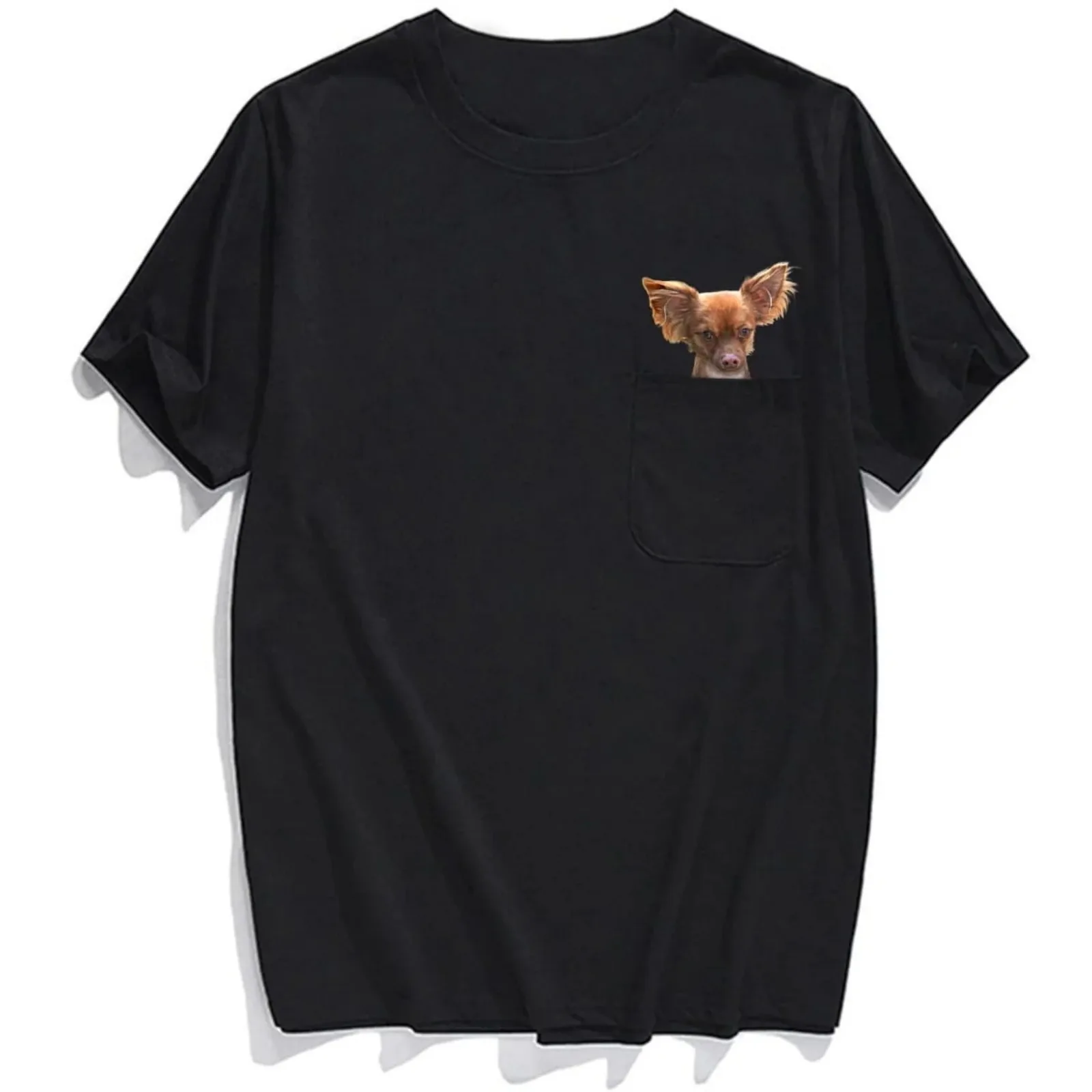 CLOOCL Chihuahua T-shirt Animals Dog Double Middle Finger in Pocket 3D Printed Tees Fashion Black Casual Shirts Hip Hop Tops