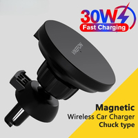 30W Magnetic Car Wireless Charger + Ring For iPhone 12 13 14 15 pro max mini Air Vent Car Phone Holder Stand Fast Car Charging
