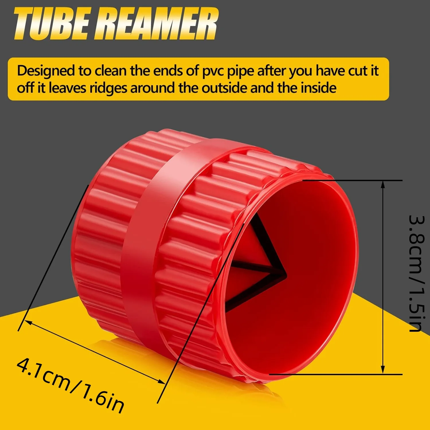 2 Stück Innen- und Außenreibahle, Rohr- und Rohrabschrägwerkzeug, 3,8 x 4 cm (1,5 x 1,6 Zoll) für PVC-, PPR-, Kupfer-, Messing- und Aluminiumrohre – Detail 6