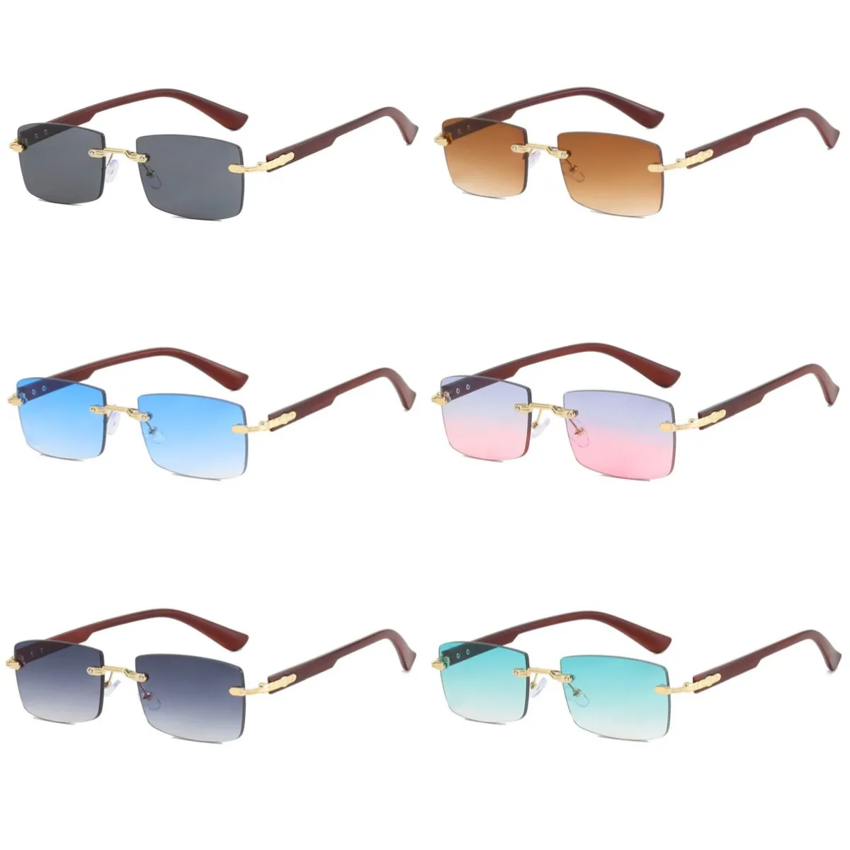 

2024 Luxury Brand Rimless Square Sunglasses Men Women Fashion Small Rectangle Frameless Sun Glasses UV400 Eyewear for Driving