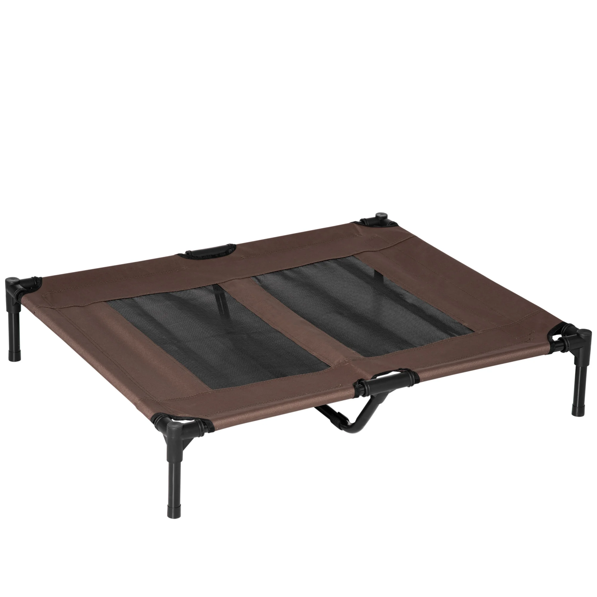PawHut Cama Elevada para Perros Cama de Mascotas con Malla Transpirable y Tela Oxford Exterior Interior 91,5x76,2x18 cm Marrón