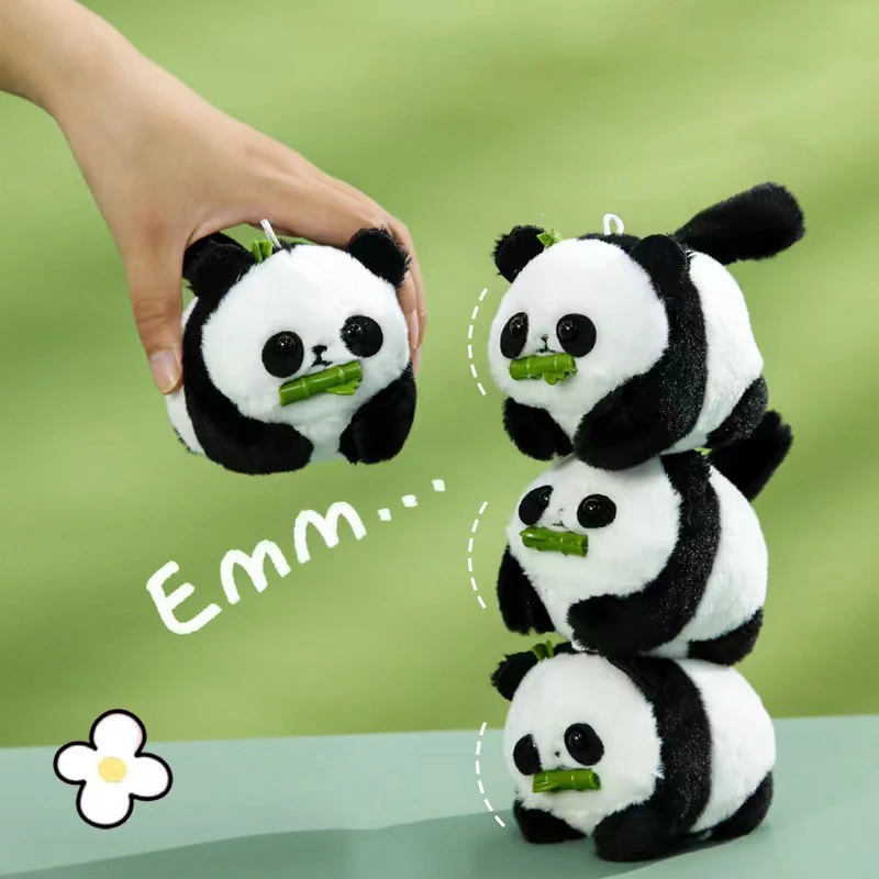 1Pcs Plush Panda Doll Pendant Toy Pull Rope Tail Movable Kawaii Anime Plushie Keychain Fun Pendant Keychain Doll Gift