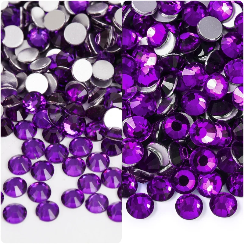 1440PCS SS4-30 Royal Purple Glass Nail Art Decorations Non Hotfix Flat Back Rhinestones Stones Crystals Strass DIY Garment