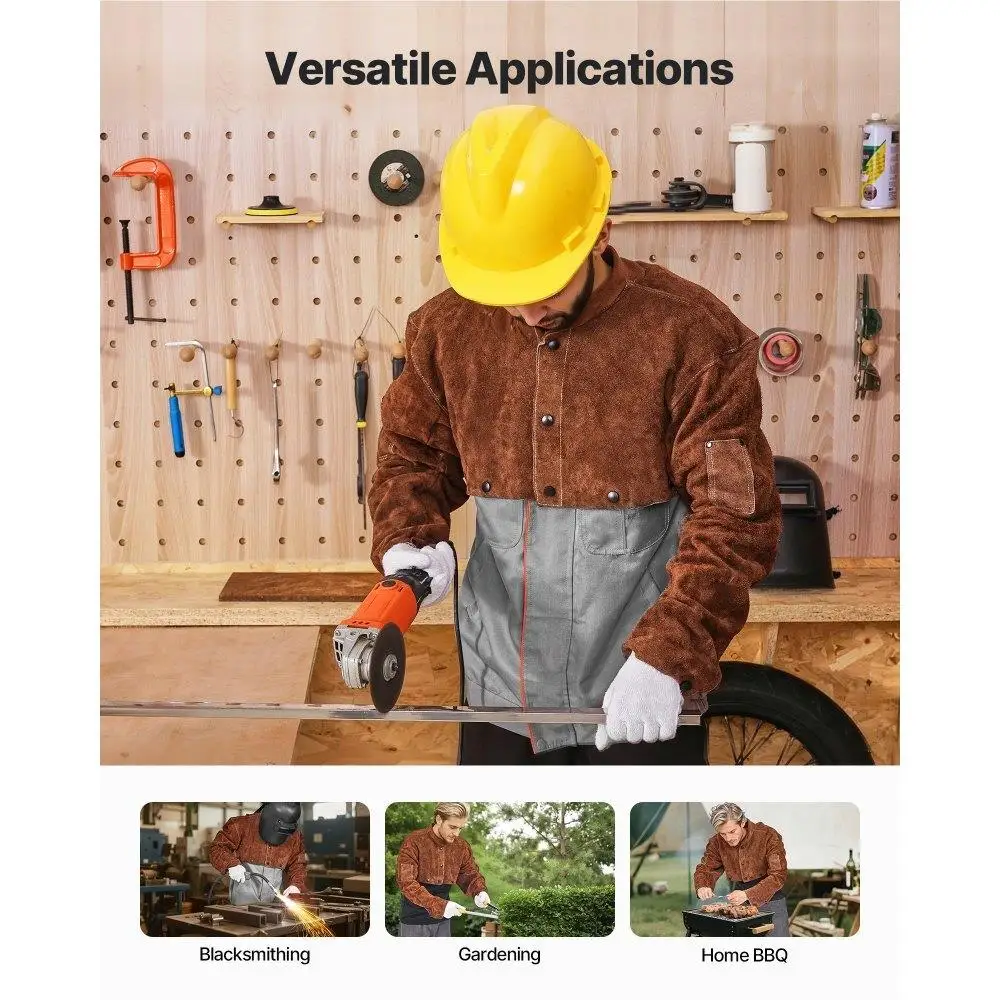 Heavy Duty Flame Resistant Leather Welding Cape Sleeve Large Size Protective Gear for Welders