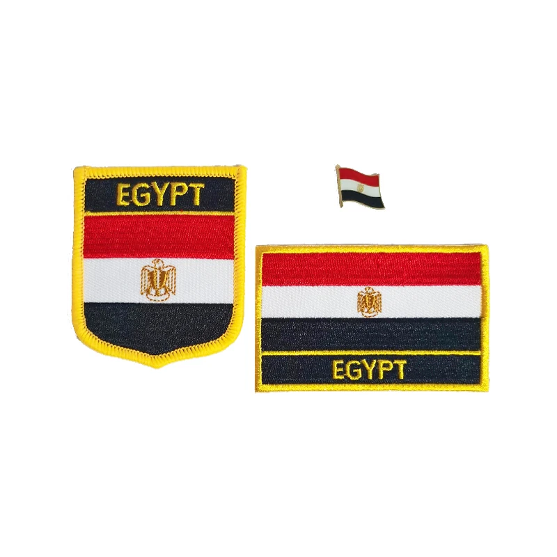 Egypt National Flag Embroidery Patches Badge Shield And Square Shape Pin One Set On The Cloth Armband Backpack Decoration Gifts