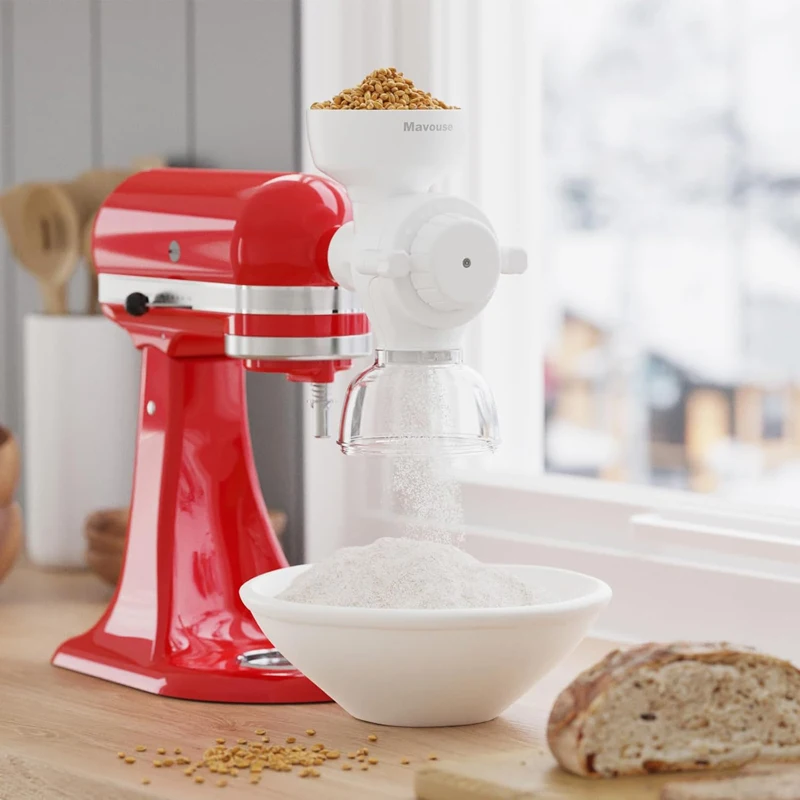 Getreidemühle-Aufsatz für Kitchenaid-Standmixer, 8-stufiger Mehlmahlenaufsatz für Weizen, Mais, Hafer, Kaffeebohnen