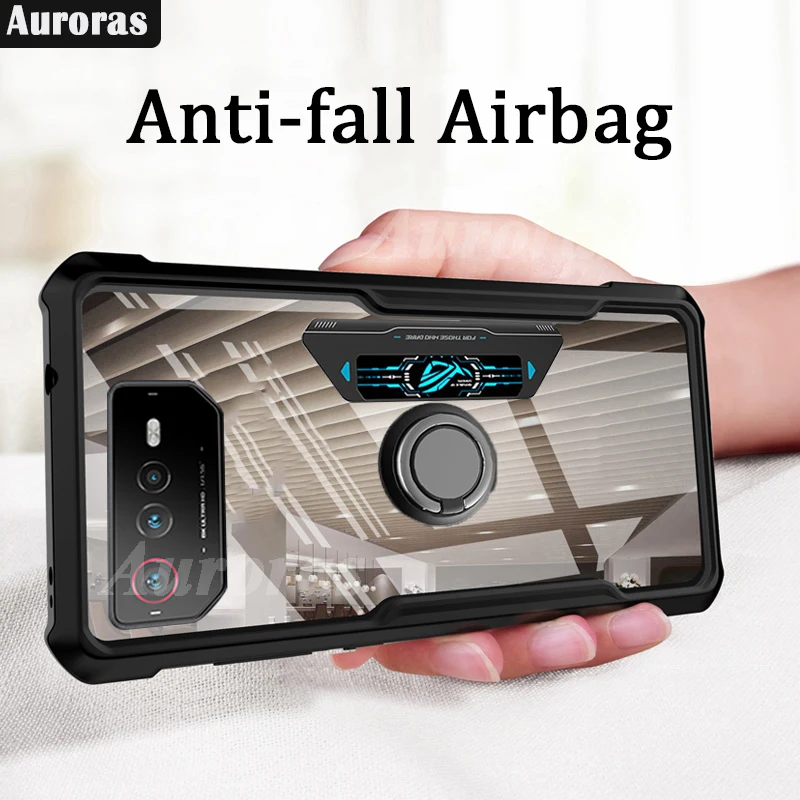 

Auroras For Asus Rog Phone 6 Pro 6D Case Shockproof Clear With Ring Tempered Film Soft Frame Cover Rog Phone 7 Pro Ultimate