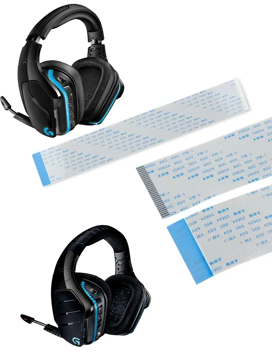 Logitechg933 g935 artemismas用のフラットフレキシブルケーブル,交換用,ワイヤレスヘッドホン,25p,5cm
