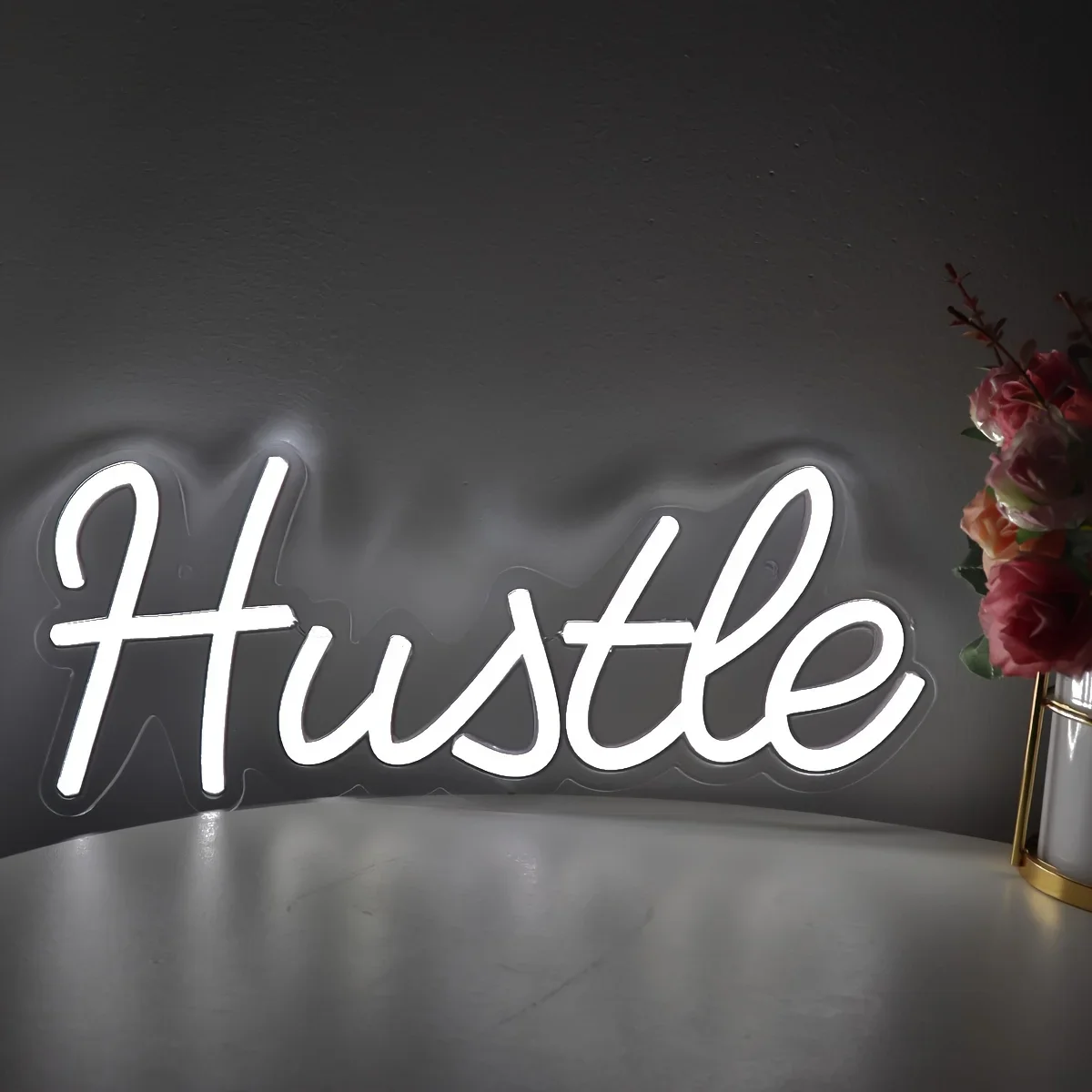 Hustle LED Neon Sign Wall Hanging, USB Powered, Switch Control, Use for Room, Party, Pub, Club, Shop, Office, Neon Light Decor