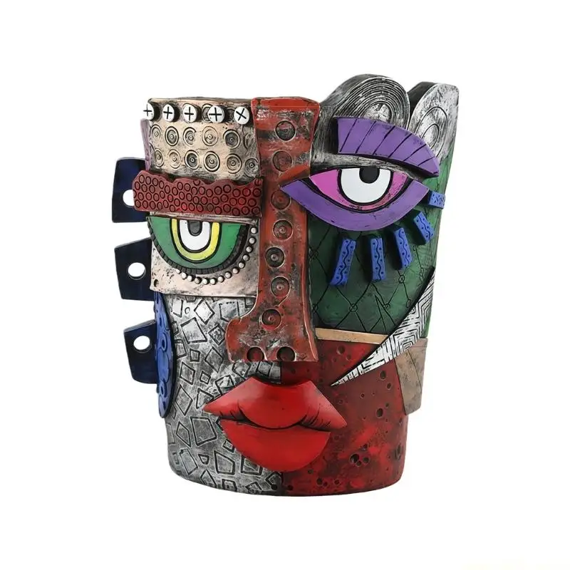 QX2E Artistic Abstract Face Planter Inspired Famous Artists Handcrafted With Drainage Hole For Plant Care Vibrant Indoor Outdoor