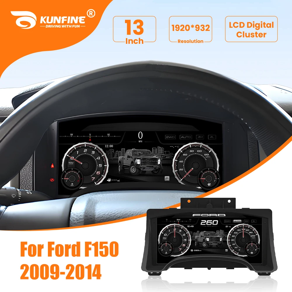 LCD Digital Instrument Cluster Dashboard For Ford F150 2009-2014 Speedometer Cockpit Dashboard Virtual Instrument Panel 13.1Inch