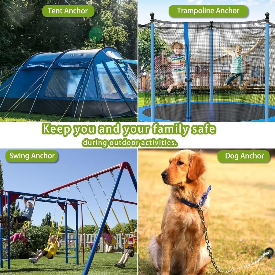 Vite di ancoraggio a terra in set di altalene per carichi pesanti da 18 pollici Kit di ancoraggio a terra Confezione da 6 pali per trampolino a terra a spirale Metallo ad alto vento Au