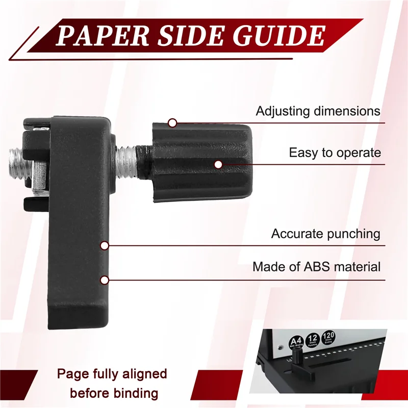 

ABGH-Wire Binding Machine Paper Stopper, Adjustable Side Margin Guide For Precise Alignment
