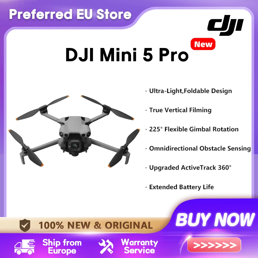 【DJI】DJI Mini 5 Pro Drone ultra-léger et folk avec caméra 1 pouce-CMOS détection d'obstacles omnidirectionnelle suivi d'activité 360 °