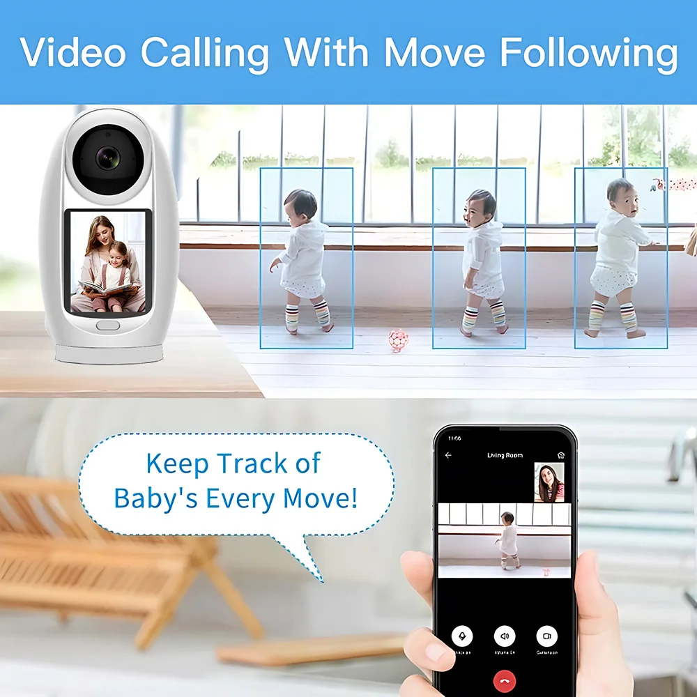 Imagem -04 - Saikiot Icsee-monitor de Bebê com Tela Câmera Wifi com Tela Rastreamento Automático de 360 Graus Áudio Bidirecional Chamada de Vídeo 3mp