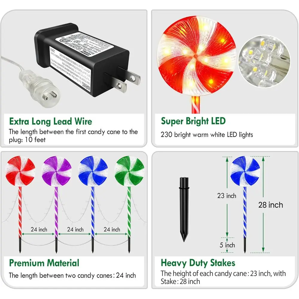 8 عبوات من مصابيح عيد الميلاد LED مقاس 28 بوصة مع 8 أوضاع، وديكور مسار بطول 24 قدمًا، وإضاءة خارجية ملونة