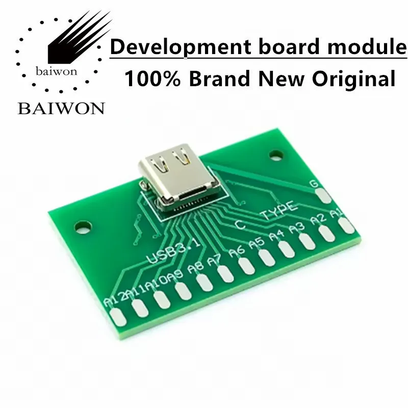 Тестовая-плата-usb-31-type-c-женский-разъем-с-платой-pcb-24-контактный-разъем-адаптер-женский