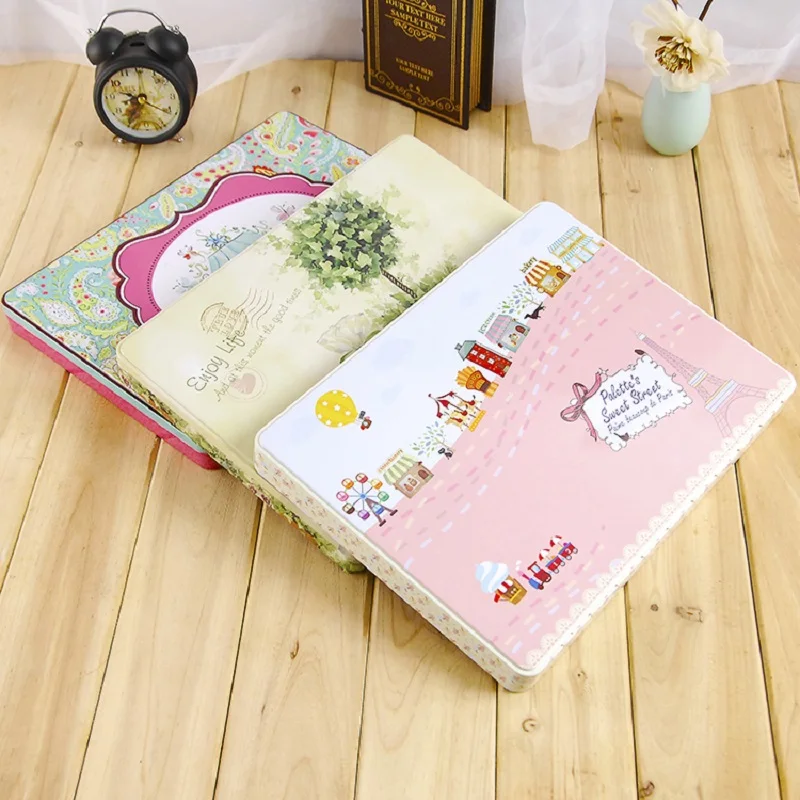 

Creative Large Square Exquisite Pattern A4 Paper Dedicated Storage Iron Box File Certificate Receipt Pencil Storage Tin Box