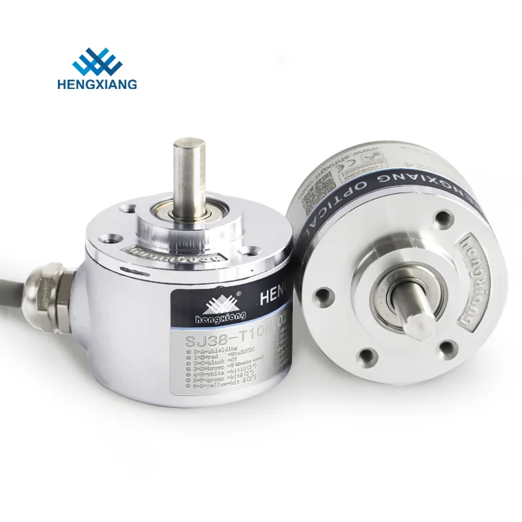 HENGXIANG SJ38 Incremental Rotary Encoder 6mm Solid Shaft 28mm Thickness 5-11bit Grey Code NPN Open Collector 24vdc IP65 Screw
