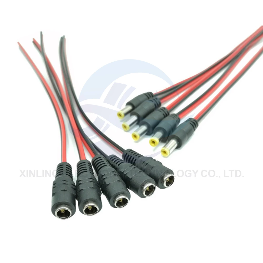 5pcs 10pcs 5.5x2.1 mm Male Female Plug 12V DC Power Pigtail Cable Jack for CCTV Camera Connector Tail Extension 24V DC Wire