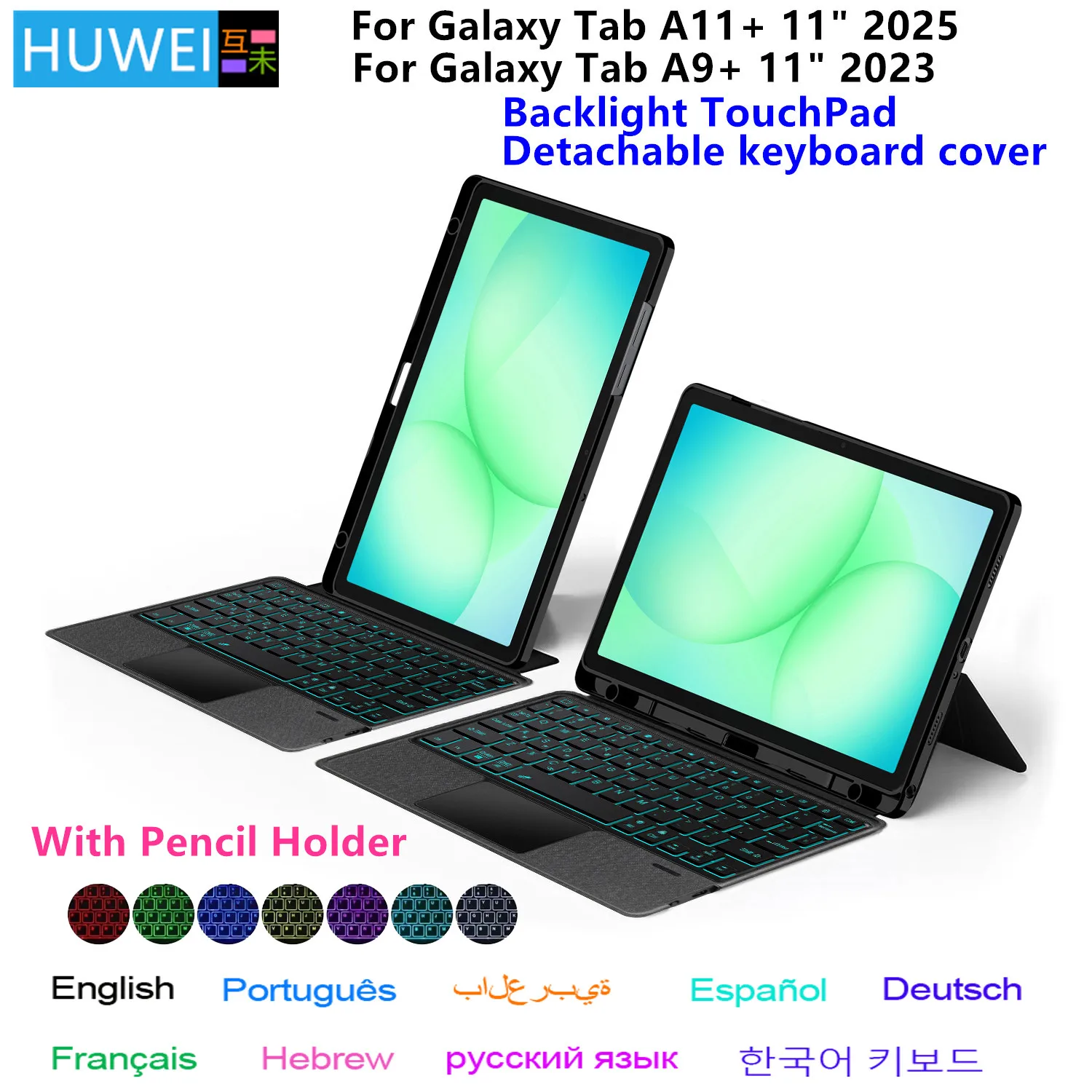 

TouchPad Keyboard for Samsung Galaxy Tab A11 Plus Case A11+ 11 inch SM-X230 SM-X235 A9+ 11"Tablet Smart Backlight Keyboard Cover