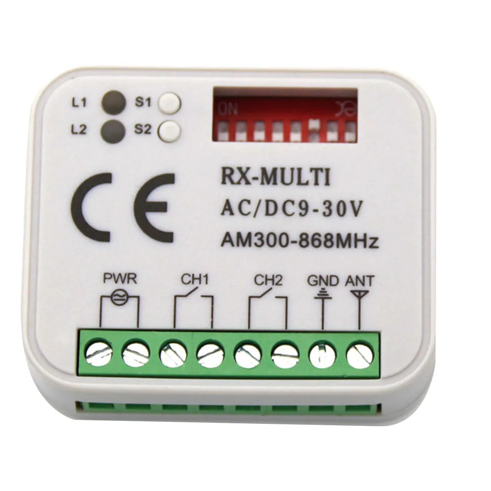 Receptor remoto para puerta de garaje 433 868MHz RX MULTI 300-900MHZ AC/DC 9-30V Receptor con control remoto