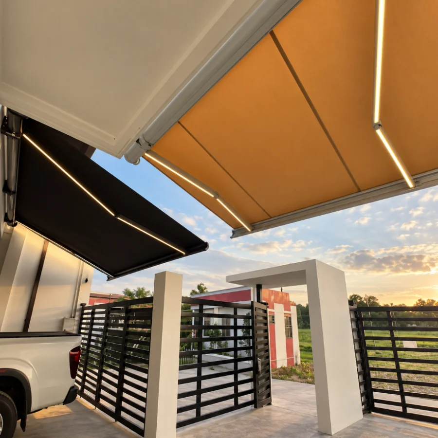 Electric Full Cassette Awning Retractable Aluminum Frame Waterproof PVC Fabric Canopy Sunshade for Patio Terrace