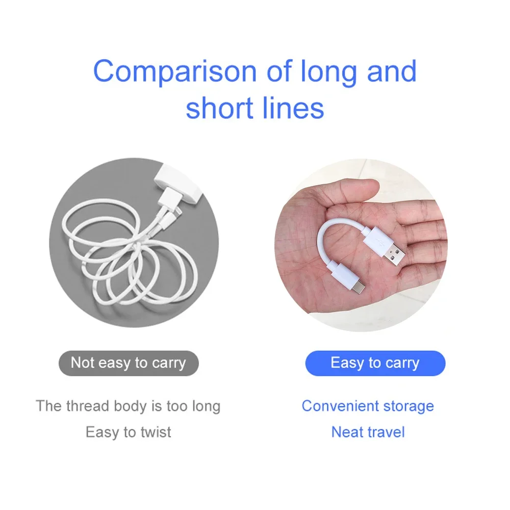 20cm Ultra Short USB Type C Cable 3A Male USB A to Male Type-C Data Wire Cord for Samsung Huawei Xiaomi Fast Charging Cable