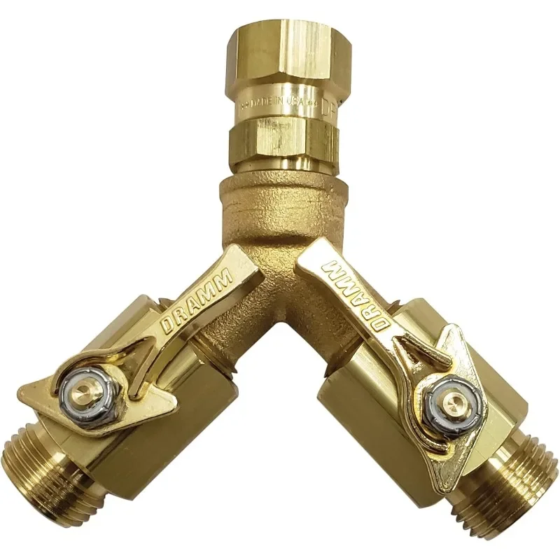 

Heavy Duty Brass Twin Shut Off Valve with Full Water Flow, Two Way Connector, Quarter Turn Off Position, Corrosion Resistant