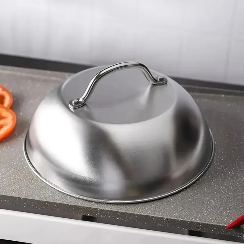 Stainless Steel Steak Cover Bell Dome Lid with Handle Melting Cheese Dome for Griddle BBQ Teppanyaki Burger Protection Cover
