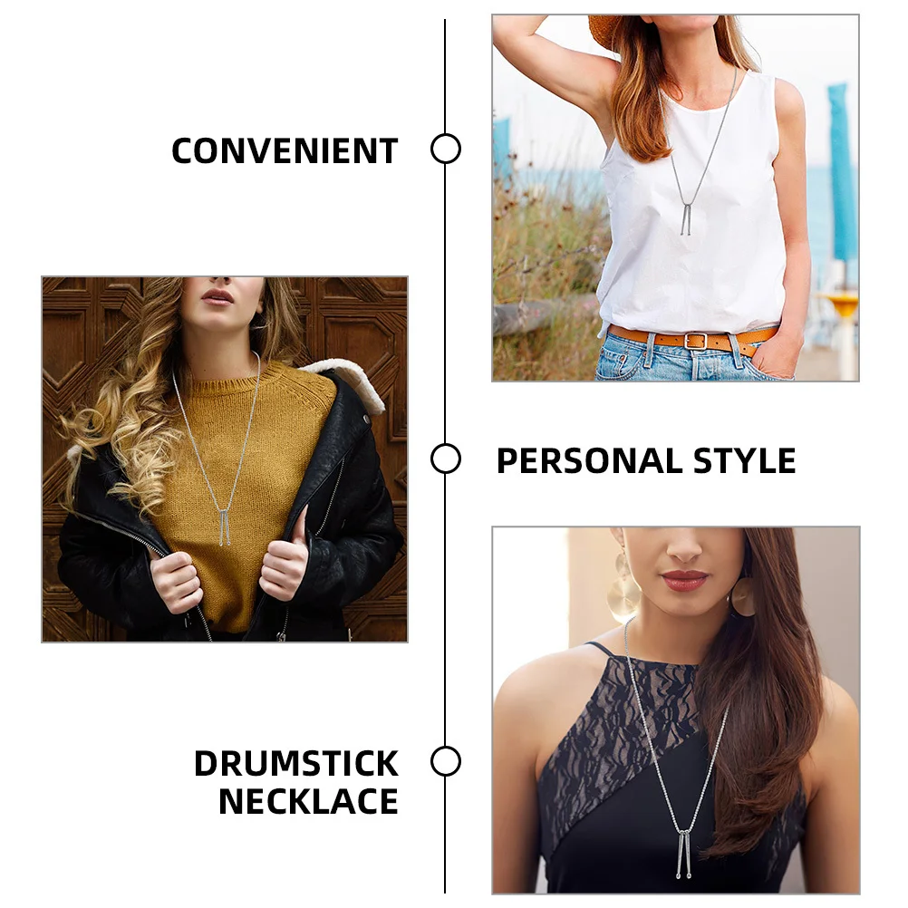 

2Pcs Drumstick Pendant Necklace Metal Chain Musical Jewelry for Women Men Long-Lasting Drumsticks Necklace Necklaces Aesthetic