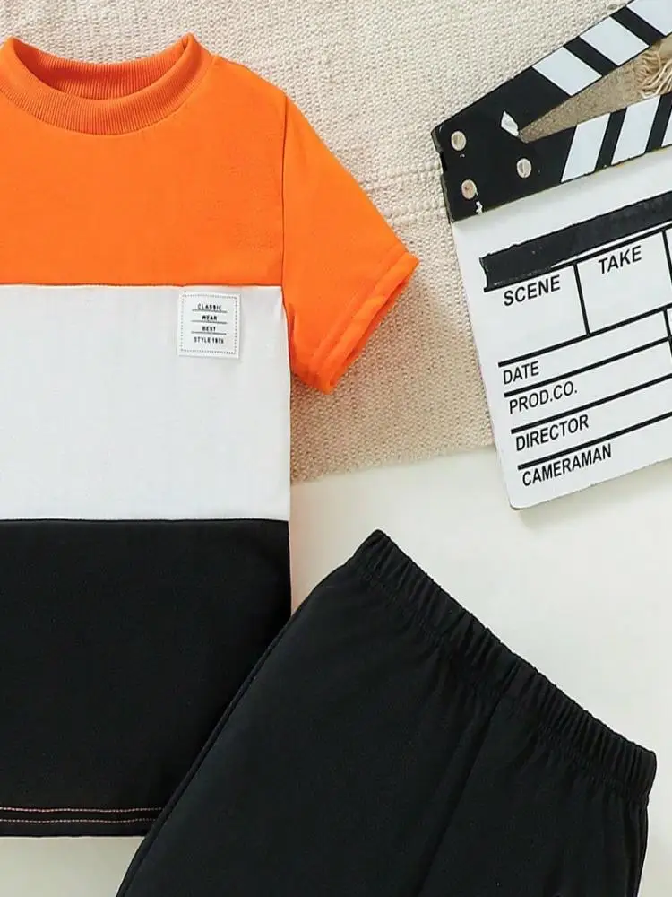 2 قطعة بدلة طفل جديد الصيف لينة ومريحة اللون حجب نمط قصيرة الأكمام أعلى طويل بنطلون مجموعة ملابس الأطفال