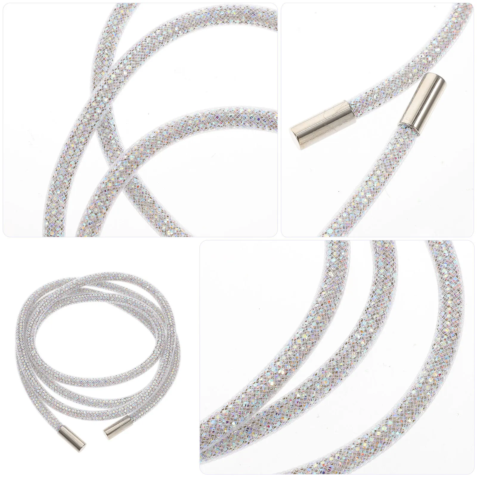 

2pcs Rhinestone Claw Chain Water Drill Round Tube Waist Belt Accessories Bling Rope For Diy Shoe Lace Pants Drawstring Cord