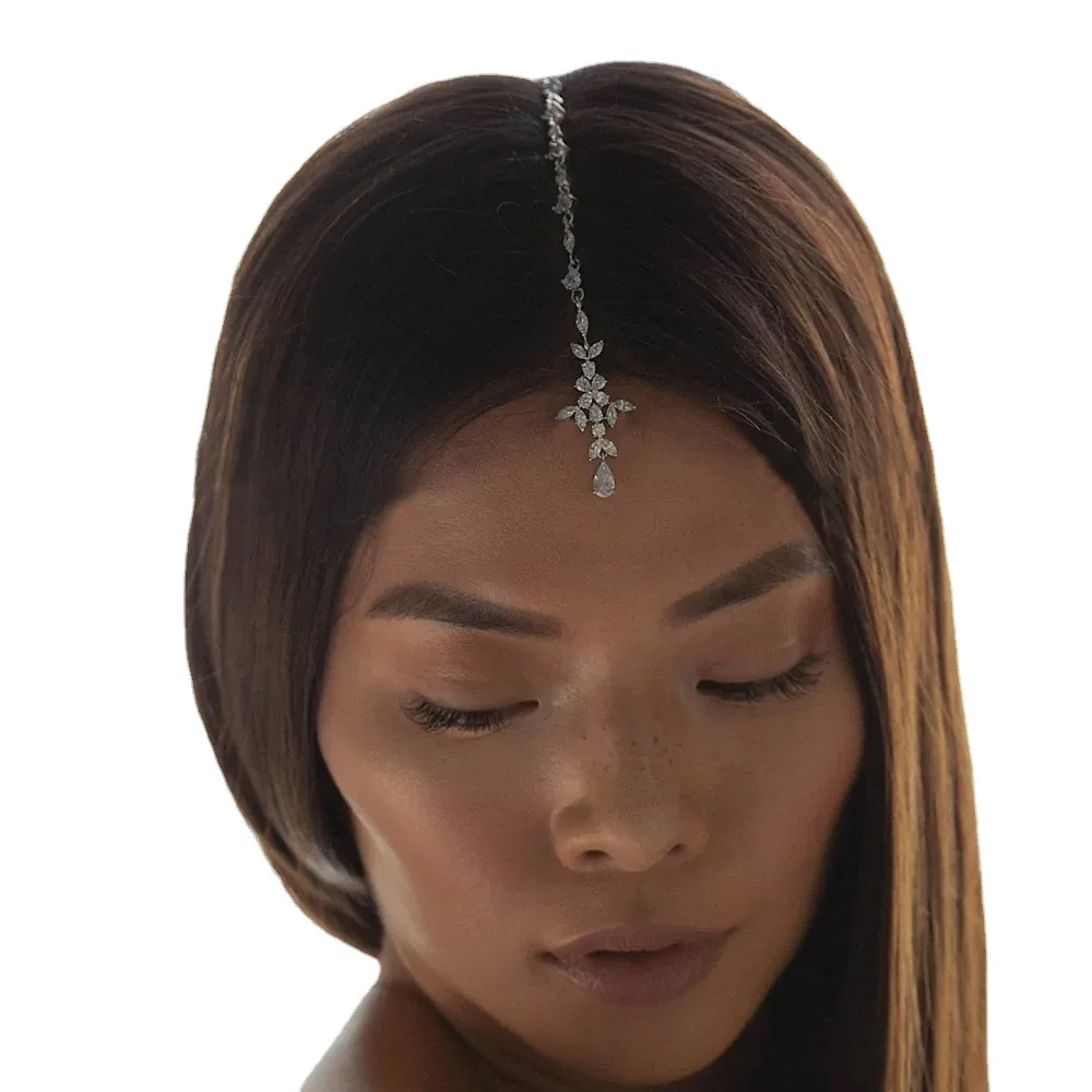 سلسلة الجبهة للعروس ، قطرة ماء فاخرة ، إكسسوارات شعر لحفلات الزفاف ، غطاء رأس عصري ، زخرفة مجوهرات ، بيع بالجملة