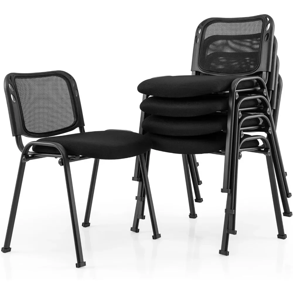 Conference Chairs Set of 5 with Padded Seat, Metal Frame, 330Lbs Capacity, Stackable Conference Chairs