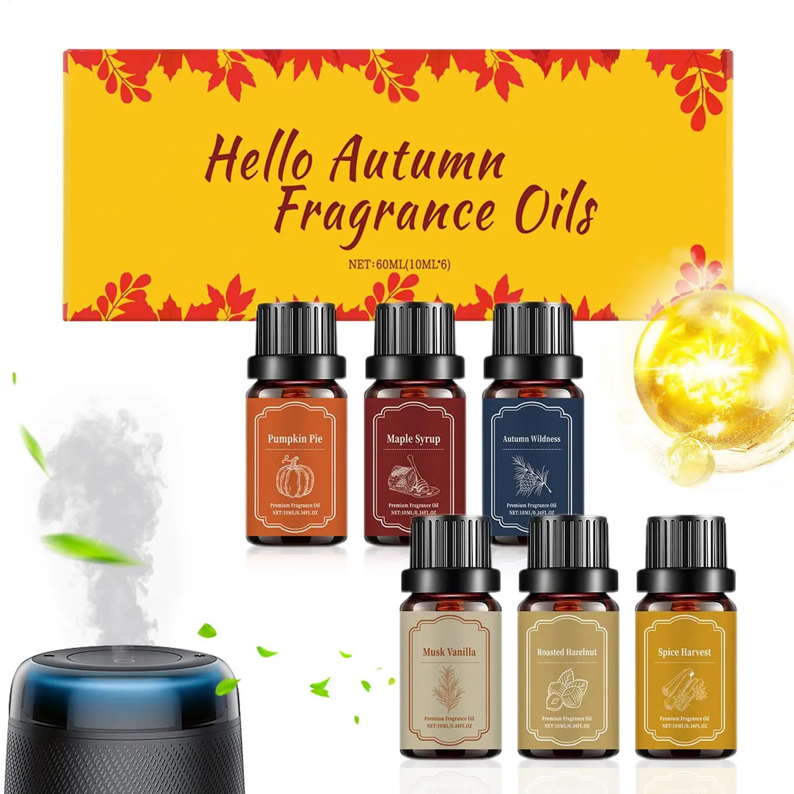 

10ml Fall Scents For Candle Making 6pcs Cozy Fragrance Autumn Scented Diffuser Oils Set For Air Purifier Candle Making Living