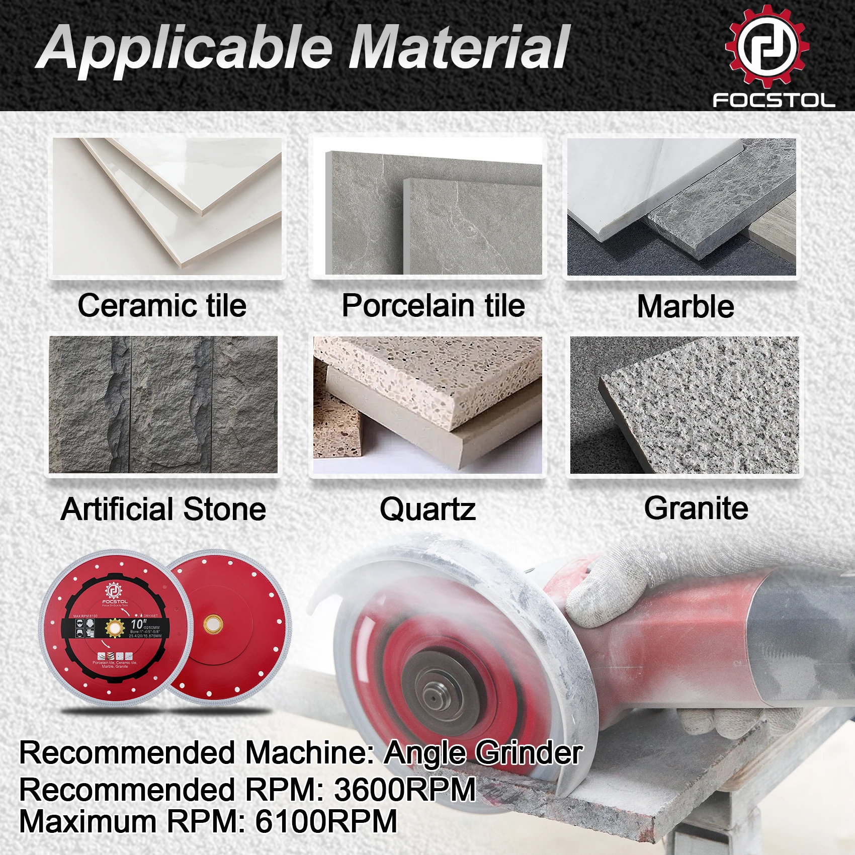 FOCSTOL Diamond Cutting Disc Saw Blade 1pc for Tile Marble Porcelain Granite Tile Cutting Disc X mesh Saw Cutting Disc Cut Plate