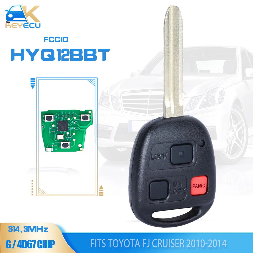 KEYECU HYQ12BBT 314.3MHz 4D67 / G Chip Smart Remote Key Fob for Toyota Land Cruiser FJ Cruiser 2003 2004 2005 2006 2007 08 2009