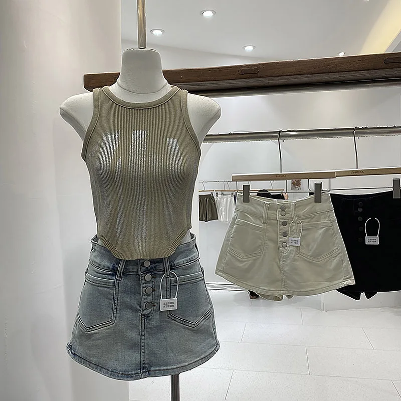 

Retro Distressed Hot Girl Denim Shorts Women's Summer 2024 New Korean Style INS Slim Wide Leg Trendy Hot Pants High Waist