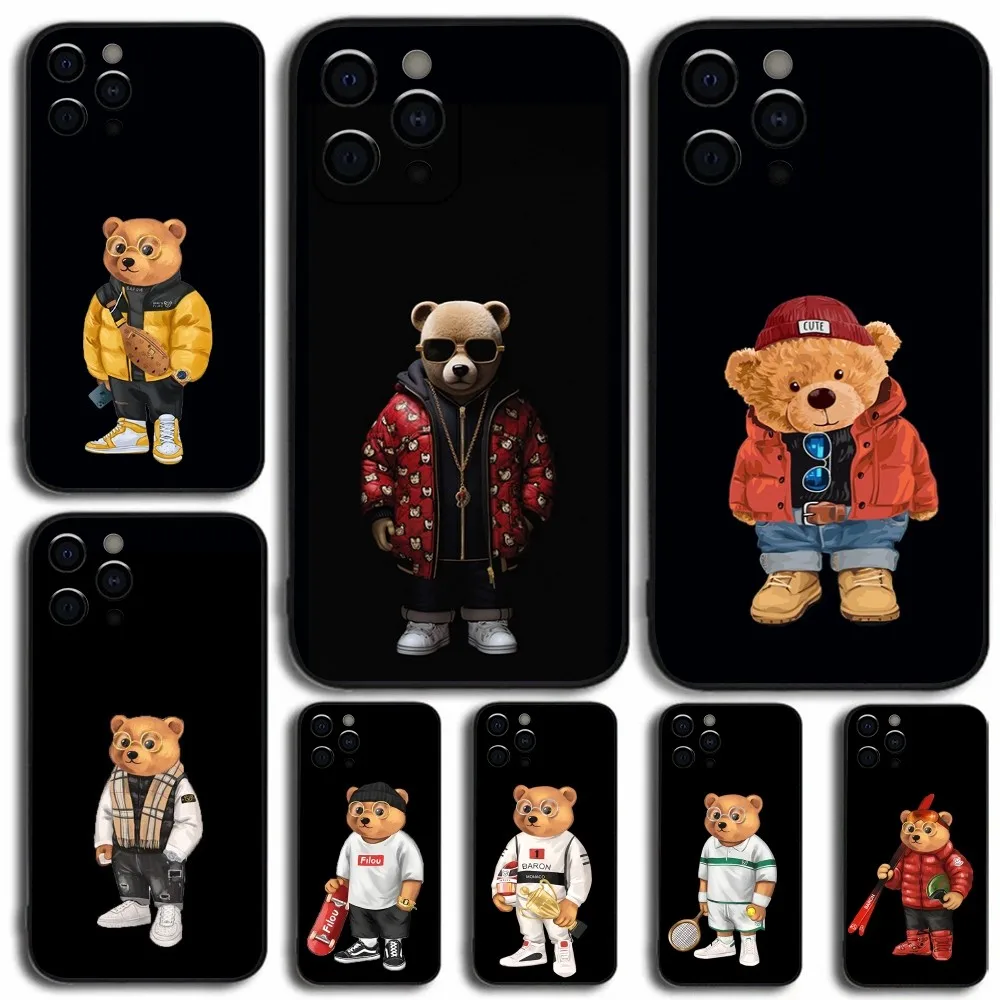 Fashion Baron Filou B-Bear Phone Case For Apple iPhone 15,14,13,12,11,Pro,X,XS,Max,XR,Plus,Mini Soft Black Cover