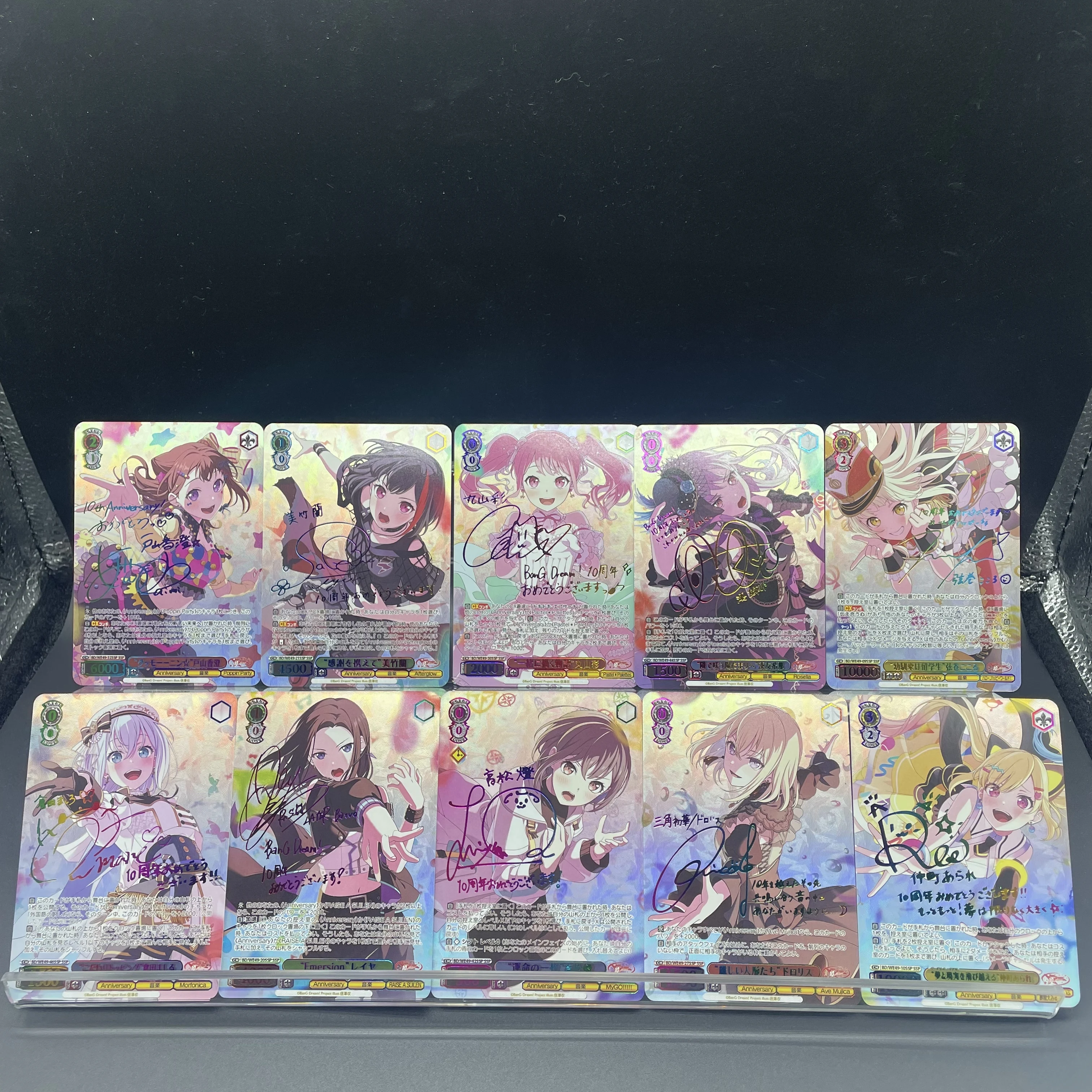 DIY WS BanG Dream! Girls Band Party! Poppin Party Afterglow Refractive Color Flash Gold Foil Signature Collection Card Gift