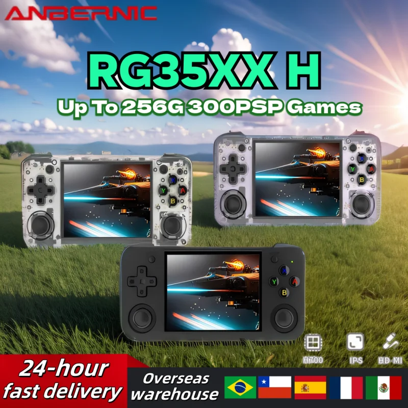 ANBERNIC RG35XX H Retro Handheld Game Console Video Retro Gaming Player Linux System 3.5-inch IPS Screen 256G 300PSP Games Gift