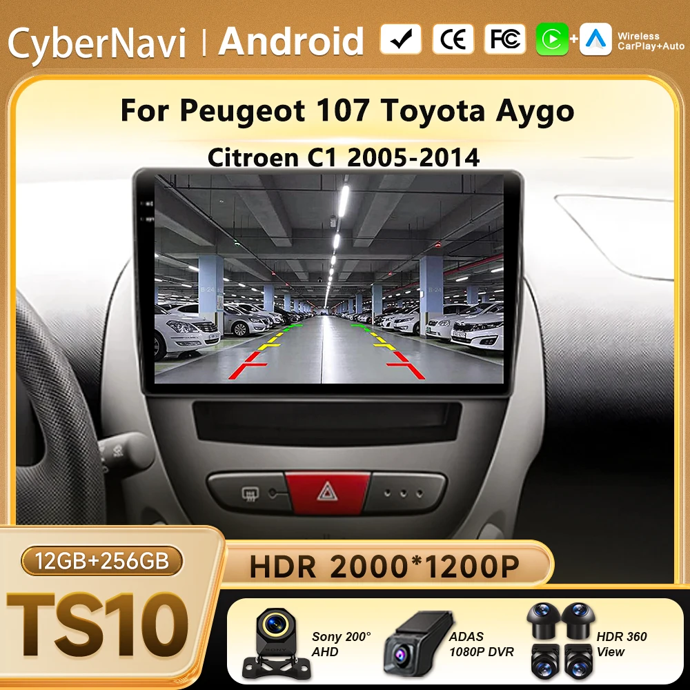 

Android 16 Car Multimedia Player For Peugeot 107 Toyota Aygo Citroen C1 2005-2014 Head Unit Stereo GPS 2 Din Navigation BT WIFI