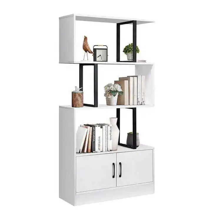 Z DU'S Modern Solid Wood Bookcase, 3-Tier Storage + Double Doors, Multi-functional Storage Space, Practical And ElegantZ